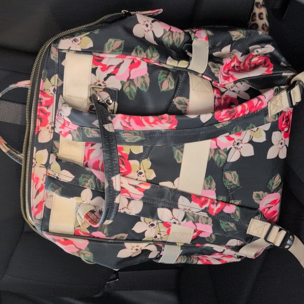Vsnoon Laptop Backpack With Grey Pink Floral Design - Picture 6 of 12
